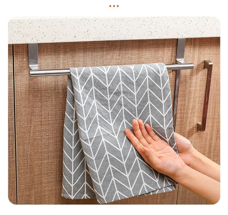 Stainless Steel Over-the-Door Towel Rack - Easy Install