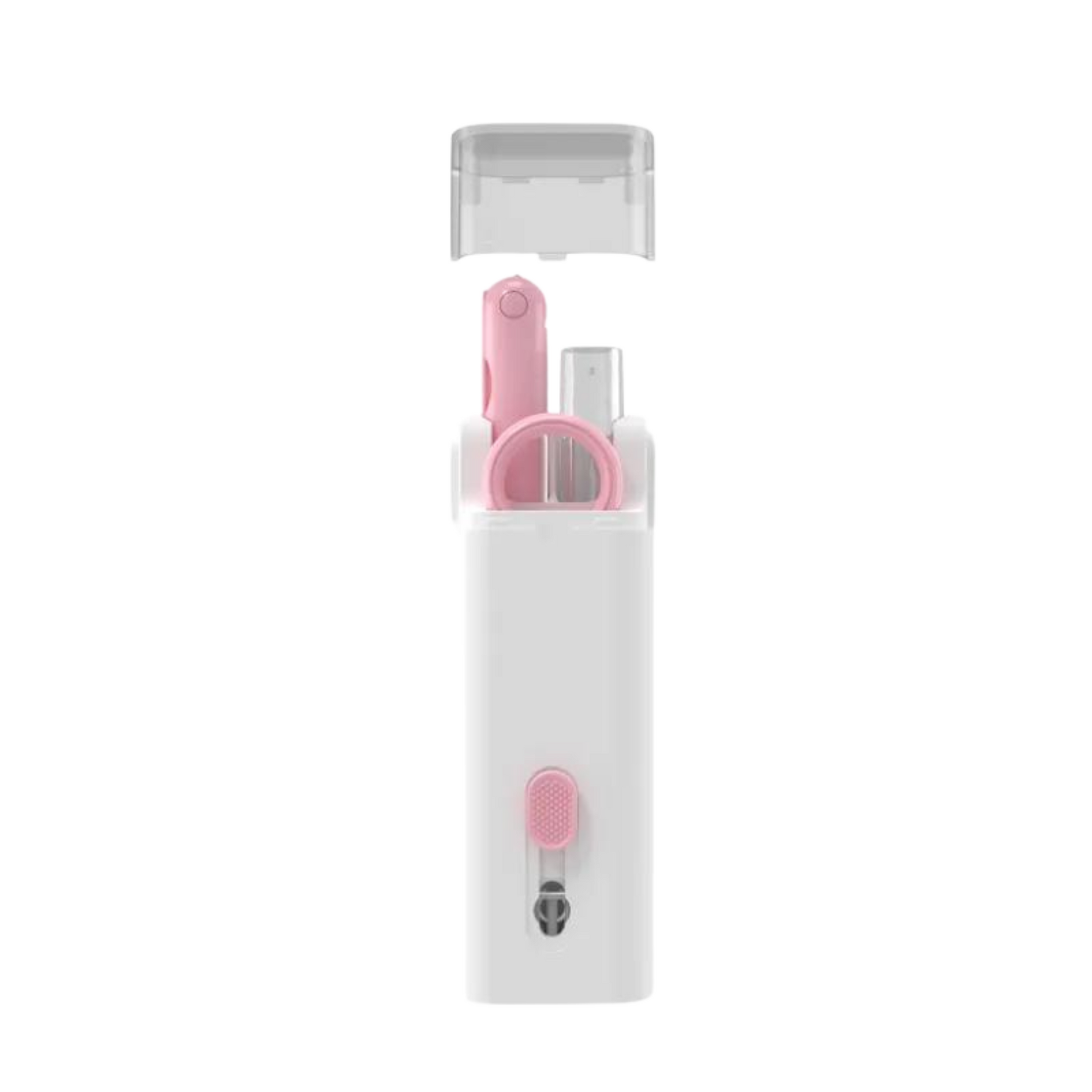 pink 7-in-1 Computer Keyboard Cleaner Brush and Screen Cleaning Set: Earphone Pen, Keycap Puller, Spray Bottle - Ultimate Cleaning Tools for Electronics