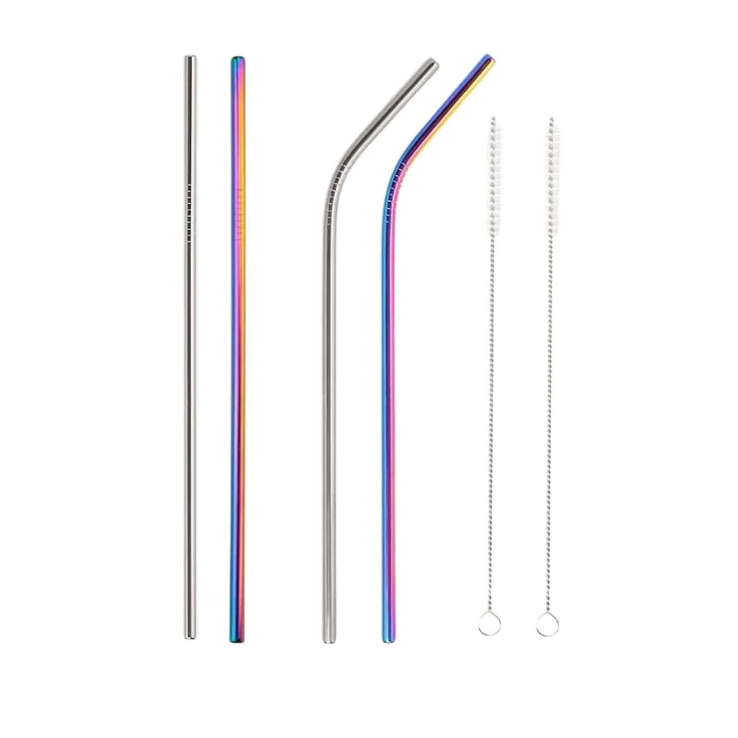 4 mixed Stainless Steel Reusable Straws with  cleaning brushes 