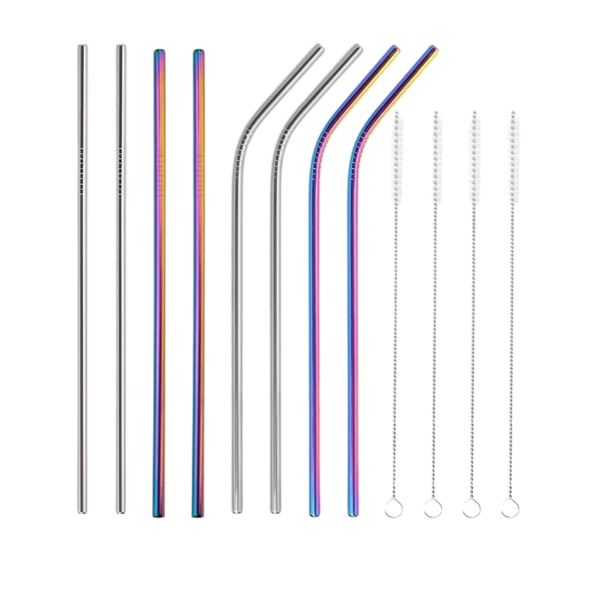 8 mixed Stainless Steel Reusable Straws Set with Brush