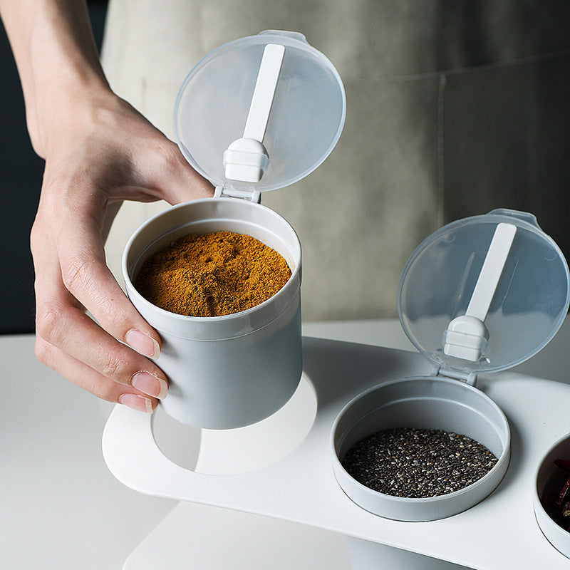 This is a close-up view of the Creative Seasoning Box Combination Set, showcasing its sleek design and grey color, emphasizing its modern minimalist style.