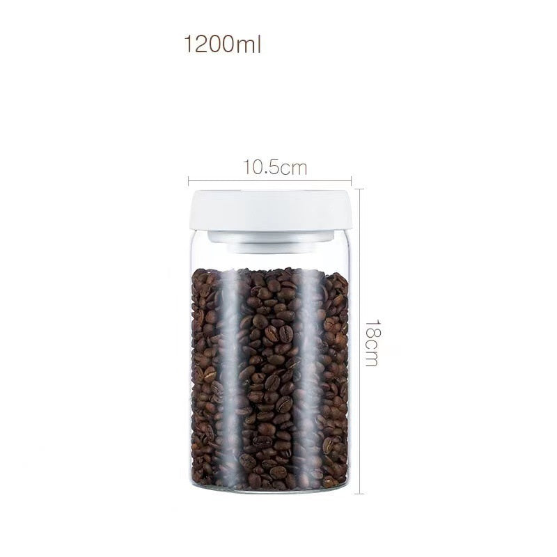 Black Coffee Beans Glass Airtight Canister | Kitchen Food Storage Jar Set for Grains, Candy, and More | Kitchen Gadgets