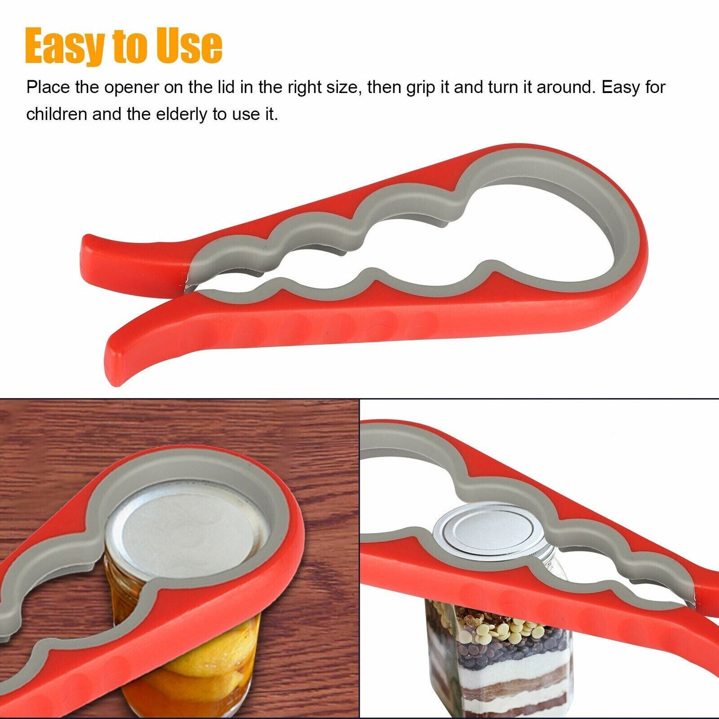 Adjustable Ergonomic Jar Lid Opener: Easy-Grip Silicone Handle - Ideal for Seniors & Weak Hands
