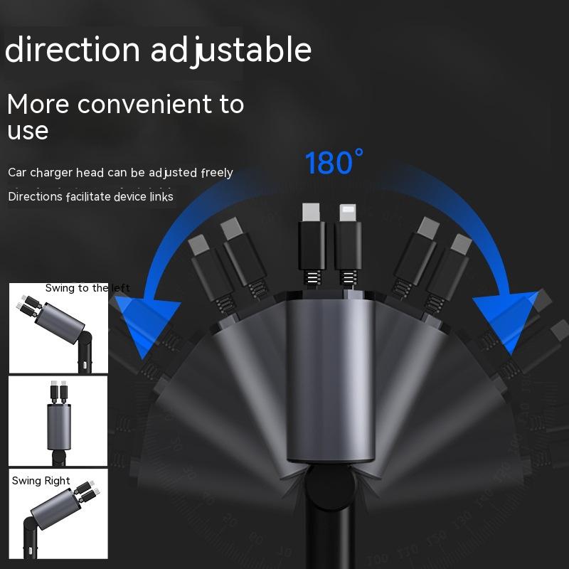 ultra fast car charger head can be adjusted freely  for iphone and samsung